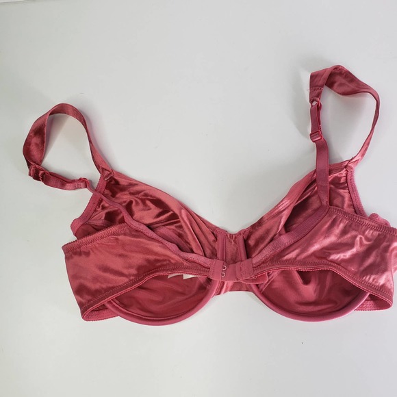 Vintage 90s Victoria's Secret Second Skin Satin Bra 38C Rose Pink Underwire 95 - Picture 3 of 9